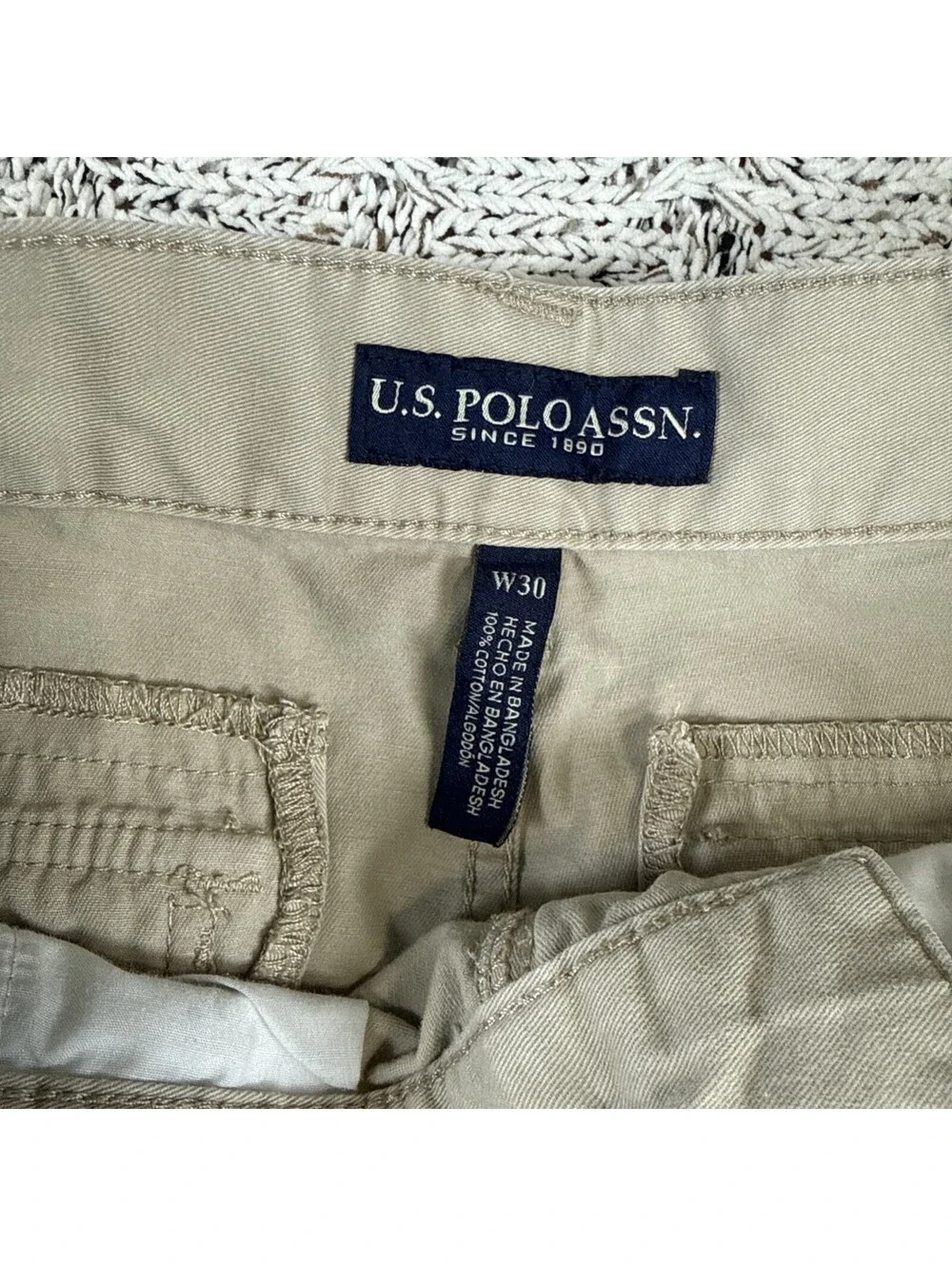 U.S. Polo Assn Cargo Shorts Size 30 Khaki Beige Casual Camo Style 111062